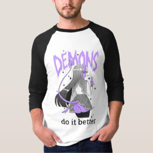 des démons il améliorent le T-shirt raglan lége