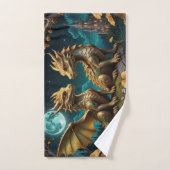 Des dragons au clair de lune (Serviette à main)