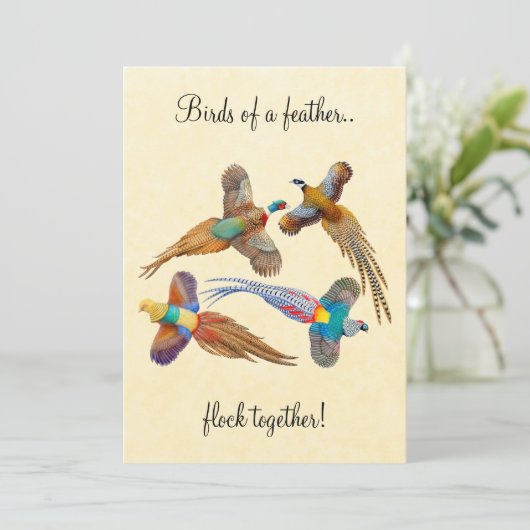 Des faisans colorés Invitation Personnalisable (Debout devant)