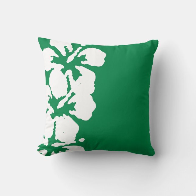 Des fleurs d'Hibiscus blancs sur le Coussin vert é (Recto)