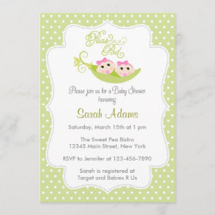 Des jeunes filles Baby showers Invitation Pois dan
