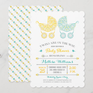 Des jumeaux en route ! Invitation à la baby shower