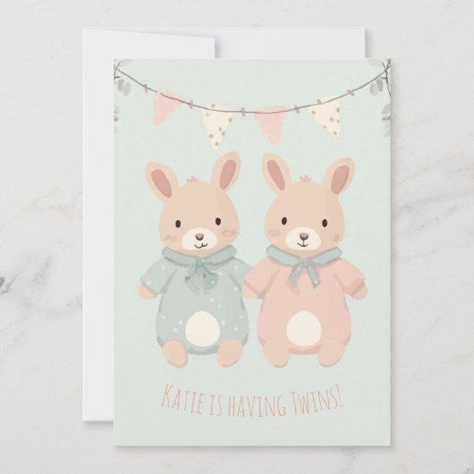 Des jumeaux ! | Invitation Baby shower garçon/fill (Devant)