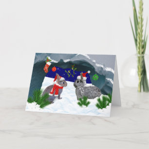 Des lapins sous la carte Mistletoe