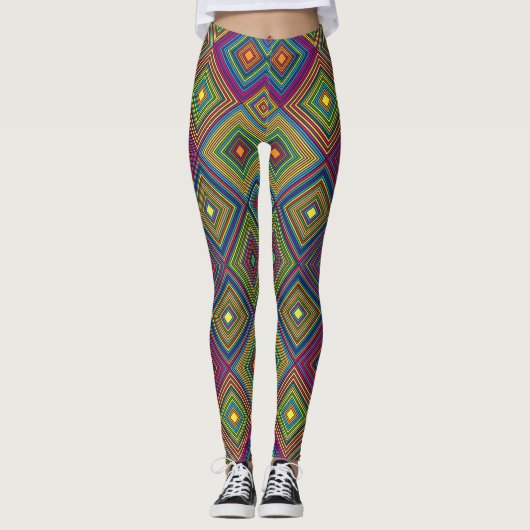 Des leggings colorés présentent un motif géométriq (Devant)