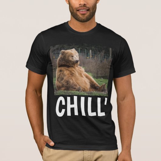 DES MENS D'OURS GRIZZLY FUNNY T-SHIRTS 'CHILL' (Devant)
