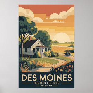 Des Moines Affiche vintage de la prairie de l'Io