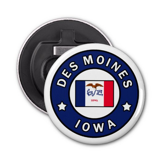 Des Moines Iowa Button Flesopener (Voorkant)