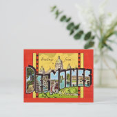 Des Moines Iowa Carte Postale Ancienne (Debout devant)