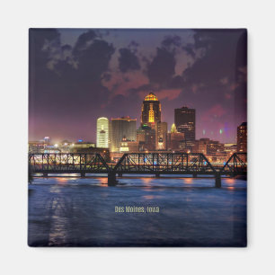 Des Moines, Iowa cityscape-foto, Magneet