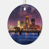 Des Moines, Iowa cityscape Keramisch Ornament (Links)