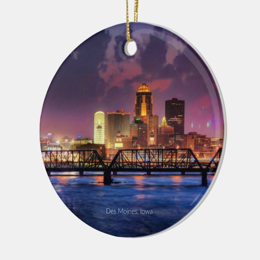 Des Moines, Iowa cityscape Keramisch Ornament (Links)