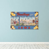 Des Moines, Iowa - Grote letterscènes 2 Canvas Afdruk (Insitu (Houten vloer))