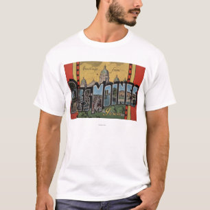 Des Moines, Iowa - Grote letterscènes T-shirt