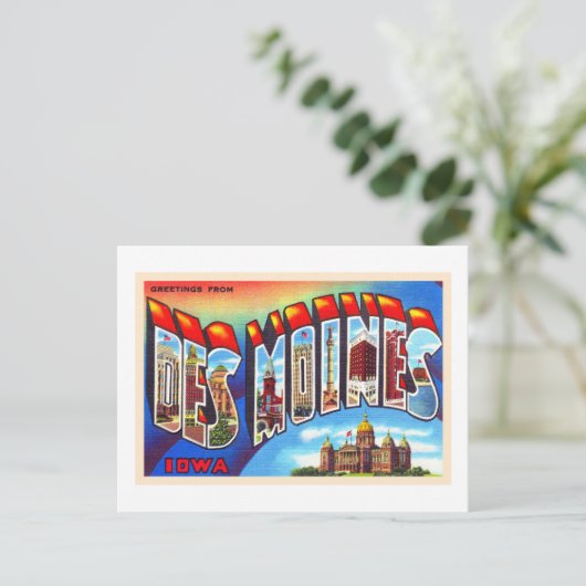 Des Moines Iowa IA groot Briefkaart (Staand voorkant)