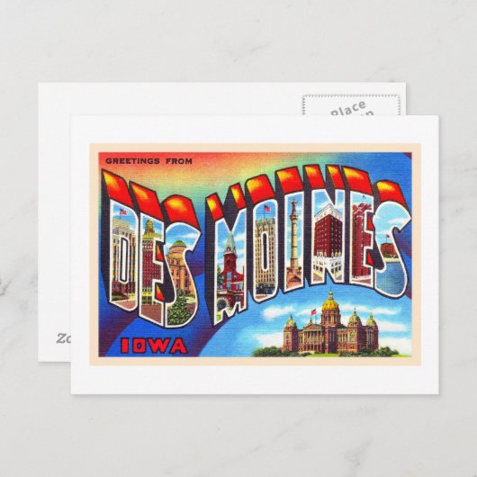 Des Moines Iowa IA groot Briefkaart (Voorkant / Achterkant)