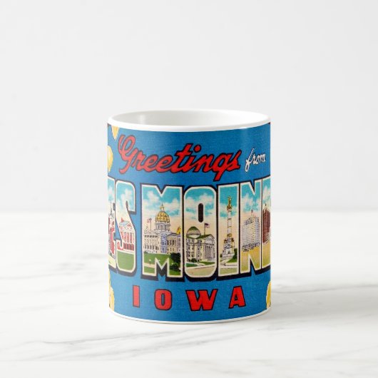  Des Moines Iowa Retro Postcard Mug (Centre)