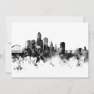 Des Moines Iowa Skyline Black White Kaart