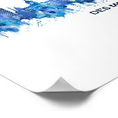 Des Moines Iowa Skyline Blue Poster (Hoek)