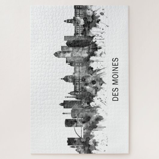Des Moines Iowa Skyline BW Legpuzzel (Verticaal)