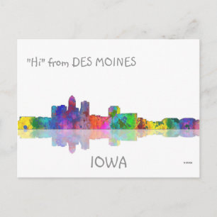 DES MOINES, IOWA SKYLINE - Cartes postales