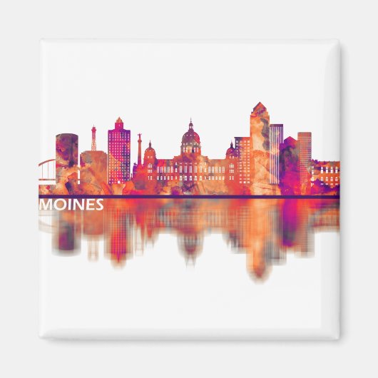 Des Moines Iowa Skyline Magneet (Voorkant)
