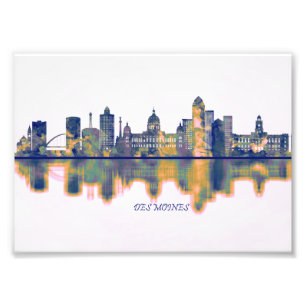 Des Moines Skyline Foto Afdruk