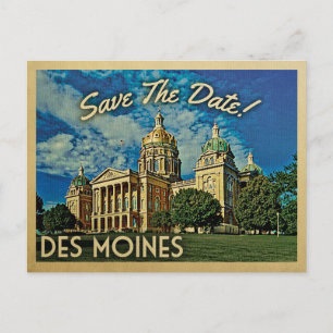 Des Moines slaan de datum op Iowa Aankondigingskaart