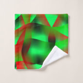 Des ondulations vert citron et rouge clair, avec d (Gant de toilette)