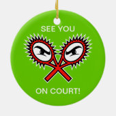 Des ornements de tennis pour Noël avec un texte am (Dos)