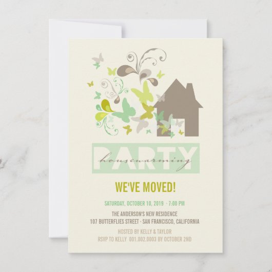 Des papillons verts éclatent le Invitation du Part (Devant)