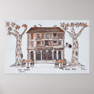 des platens, Place Paoli   Ile Rousse, Corsica Poster