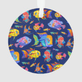 Des poissons tropicaux amusants sur bleu foncé (dos)