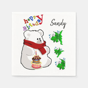 Des serviettes en papier d'anniversaire joyeux, un