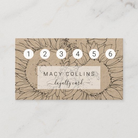 Des tournesols rustiques sur une carte de fidélité (Devant)