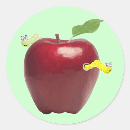 Des vers mignons dans un autocollant Apple (Devant)