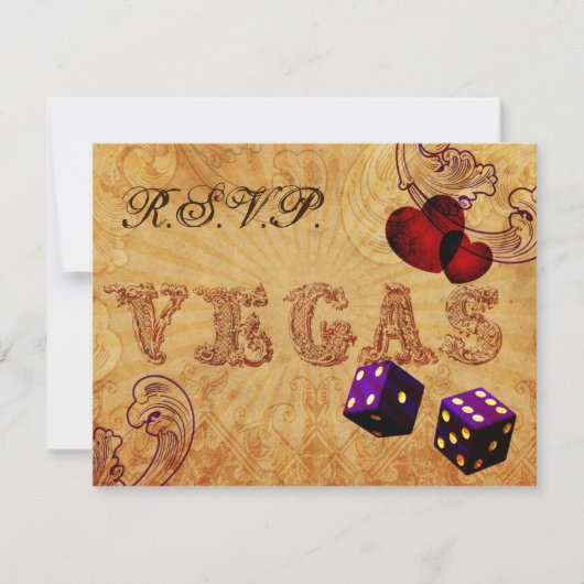 dés violet Vintage Vegas mariage rsvp (Devant)