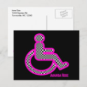 Désactivé dans la carte postale rose rétro (Devant / Derrière)