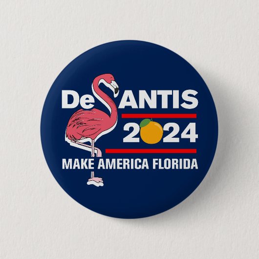DeSantis 2024 Make America Florida Flamingo Ronde Button 5,7 Cm (Voorkant)