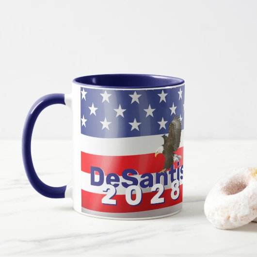 DeSantis 2028 met Bald Eagle Mok (Met donut)
