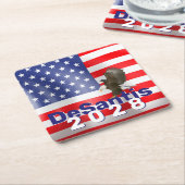 DeSantis 2028 met Bald Eagle Vierkante Kartonnen Onderzetter (Schuin)