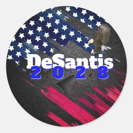 DeSantis 2028 op Vlag Ronde Sticker (Voorkant)