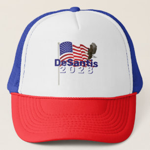 DeSantis 2028 Tekst op Amerikaanse vlag Trucker Pet