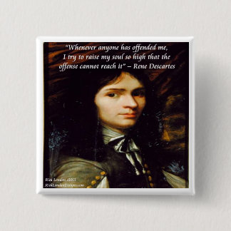 Descartes "Verhef Mijn Ziel" Beroemde Citaten Vierkante Button 5,1 Cm