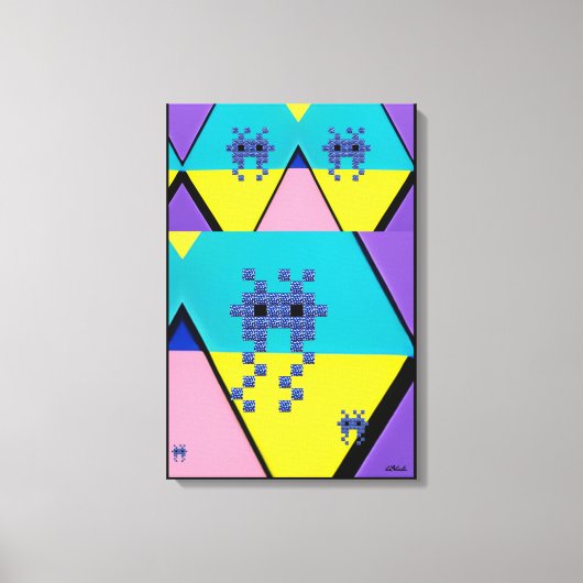 Descending on a Memphis Designed Planet Canvas Afdruk (Voorkant)