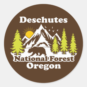 Deschutes Nationaal Bos Oregon Ronde Sticker