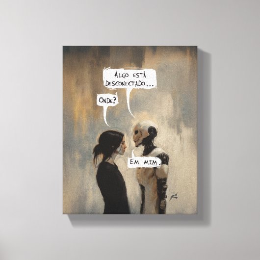 Desconectado (com frase) canvas afdruk (Voorkant)