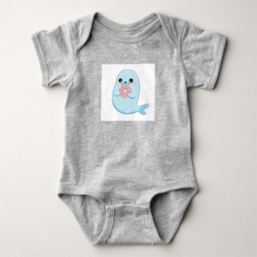 Description de Body Bébé Phoque de Dessin Animé Mi (Devant)