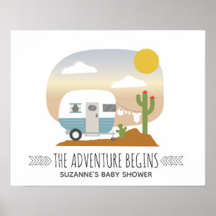 Desert Adventure Camper Boy Baby shower Poster