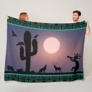 Desert Animals Kokopelli Fleece Blanket